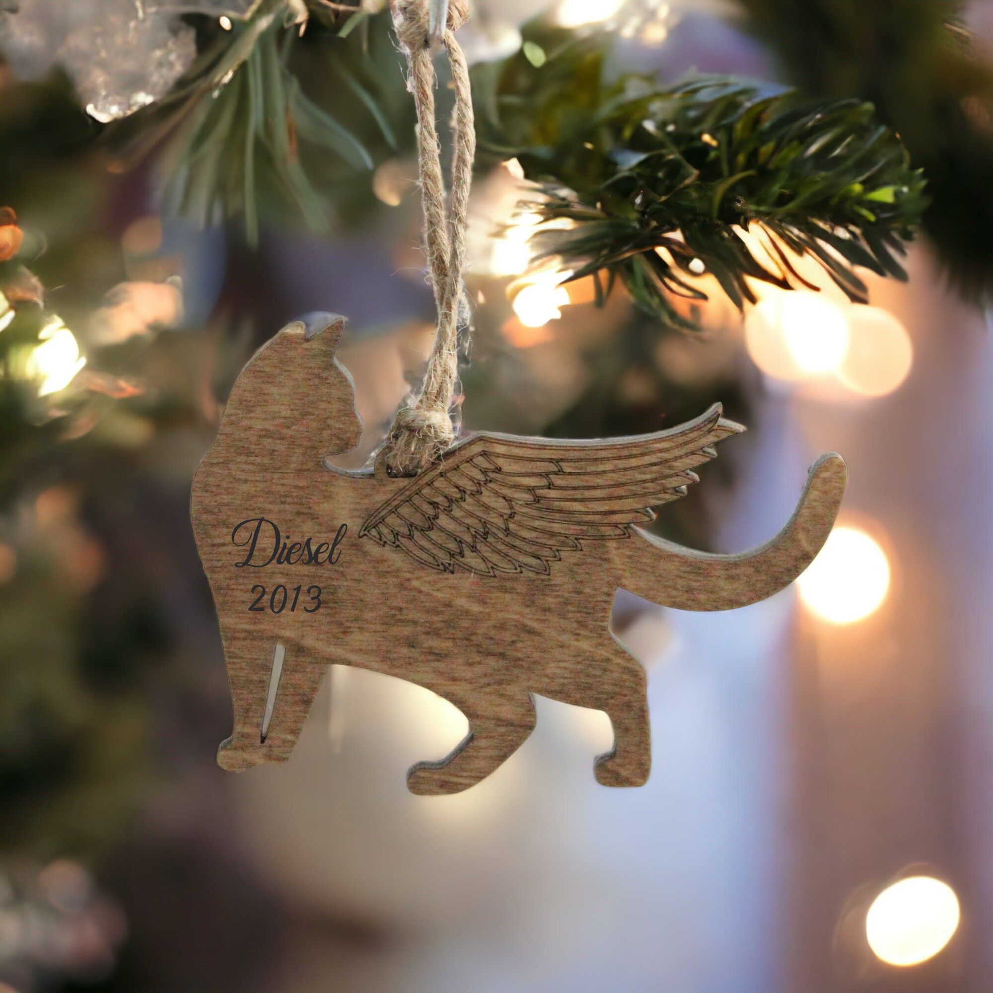 Kurzhaar Engel Katze Silhouette Erinnerungsschmuck | Verlust der Katze Sympathie Geschenk