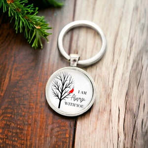 Always With You Cardinal Memorial Pendant Keychain | Remembrance Key Ring Sign From Heaven