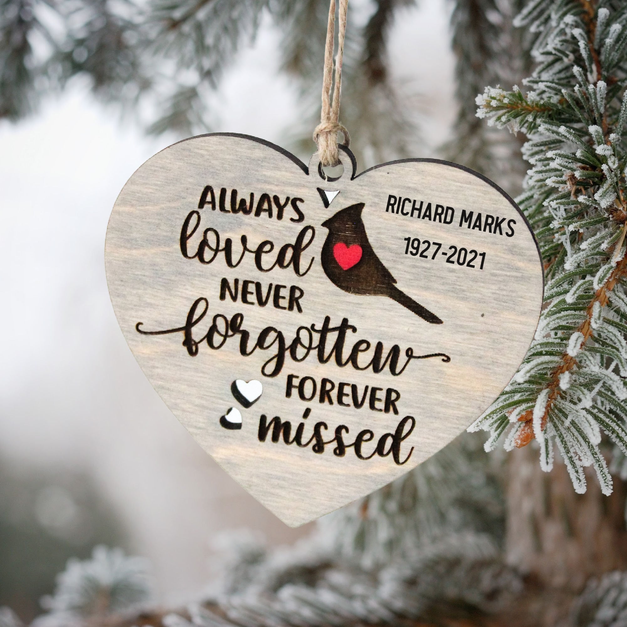 Cuore In Vetro Rosso Commemorativo Cardinale 7,6 Cm | Regalo Di Condoglianze Con Poesia | Fatto A Mano USA