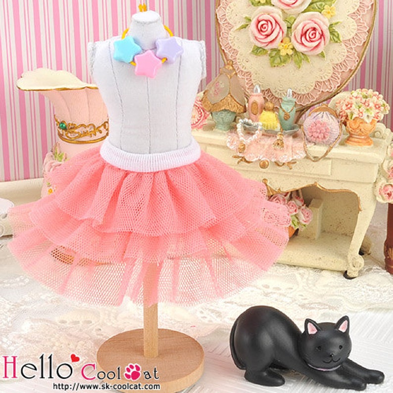 BlythePullip Doll Tulle Cake Mini Skirt 3 Layers 191 PD-20 HotPink