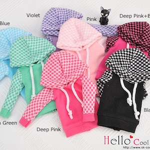 Blythe Pullip Doll Hoodie Top（Long Sleeves/ Grid）