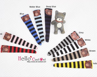 Blythe Pullip Knee Print Stripe Socks （Bear）