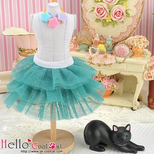 BlythePullip Doll Tulle Cake Mini Skirt 3 Layers 187 PD-17 DarkCyan