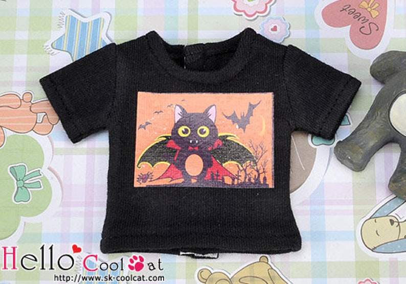 BlythePullip Short Sleeves Print Tee PR-76 Bat Cat