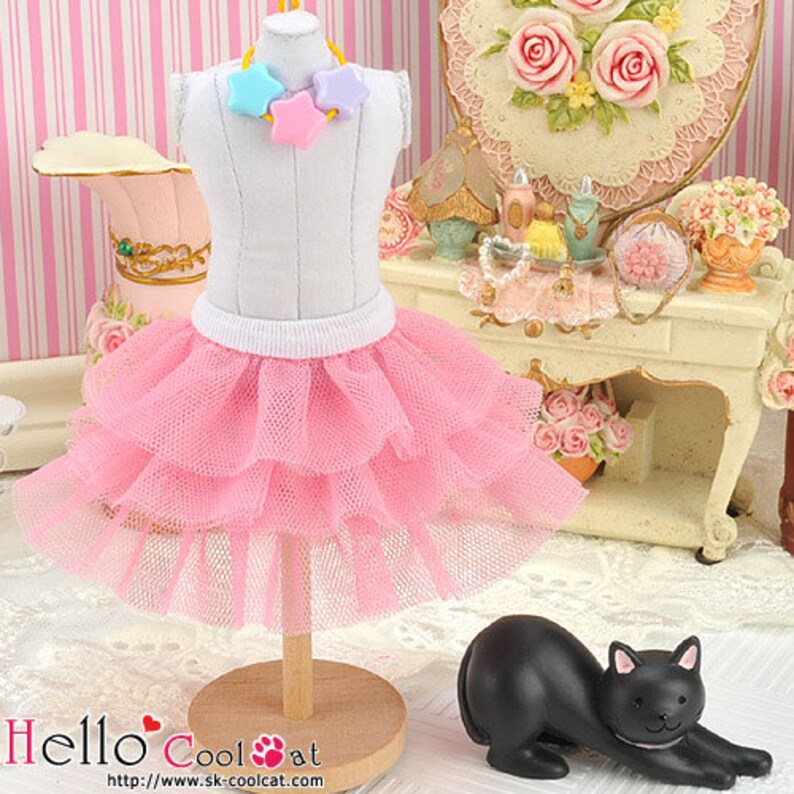 BlythePullip Doll Tulle Cake Mini Skirt 3 Layers 190 PD-19 RosePink