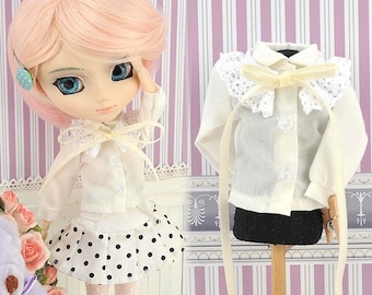 Blythe Pullip Doll 2-Piece Set Blouse/Shirt+Movable Collar/Button Up
