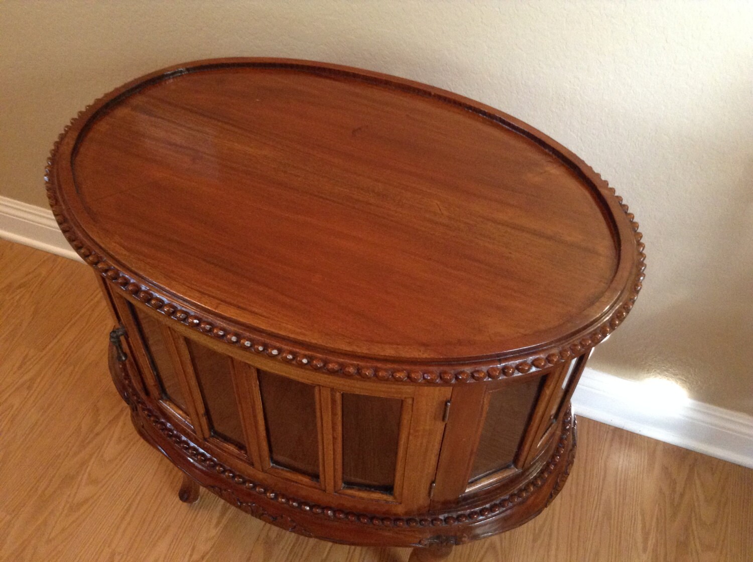 Antique Furniture Beveled Glass Display Tea Table Free Etsy