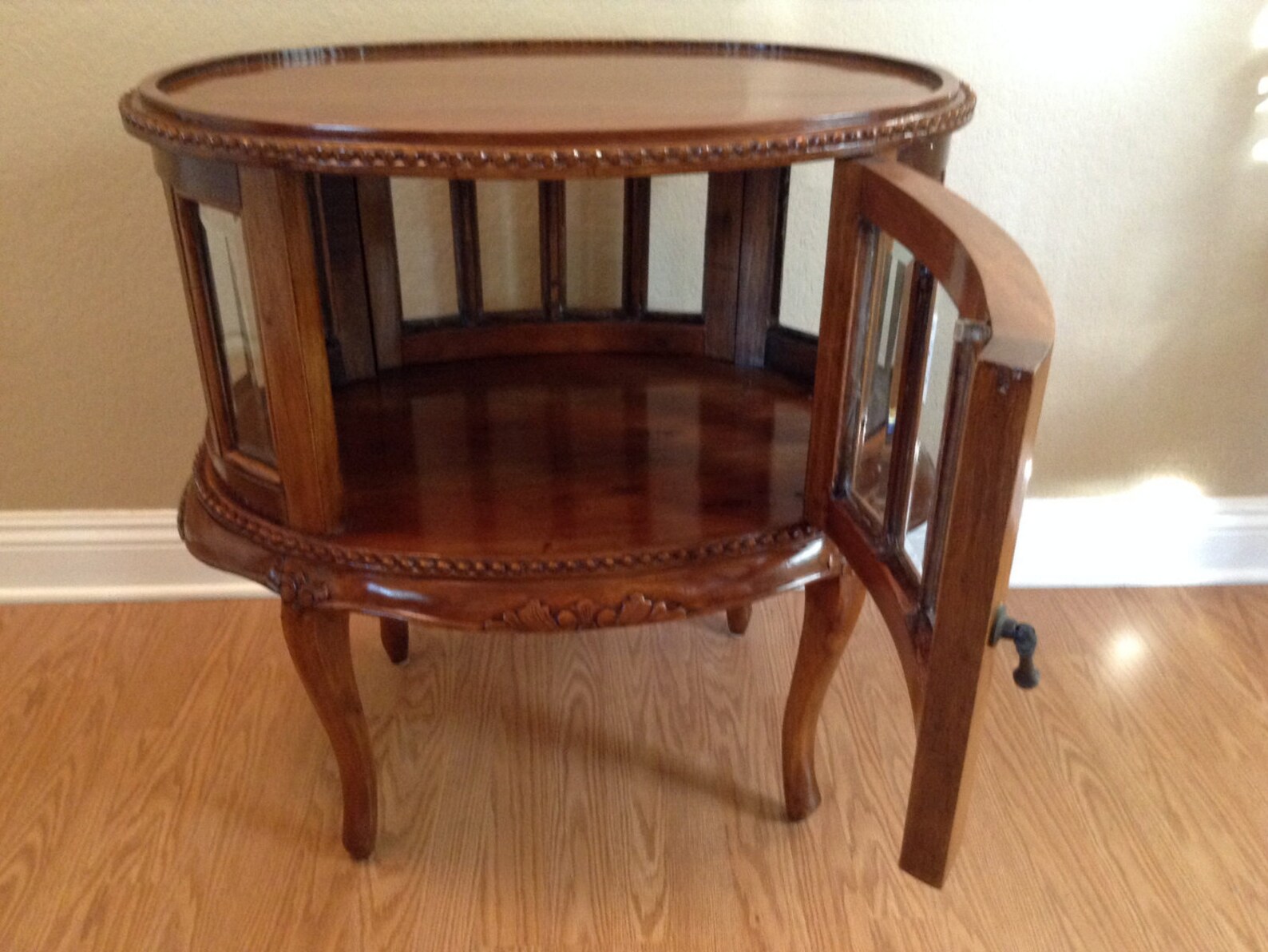 Antique Furniture Beveled Glass Display Tea Table Free Etsy