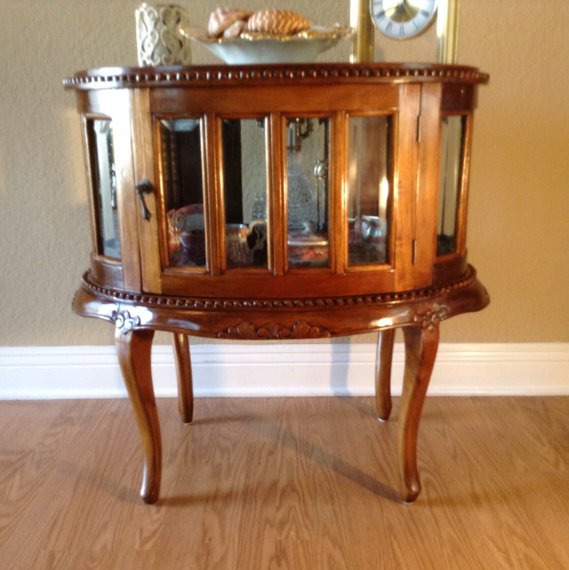 Antique Furniture Beveled Glass Display Tea Table Free Etsy