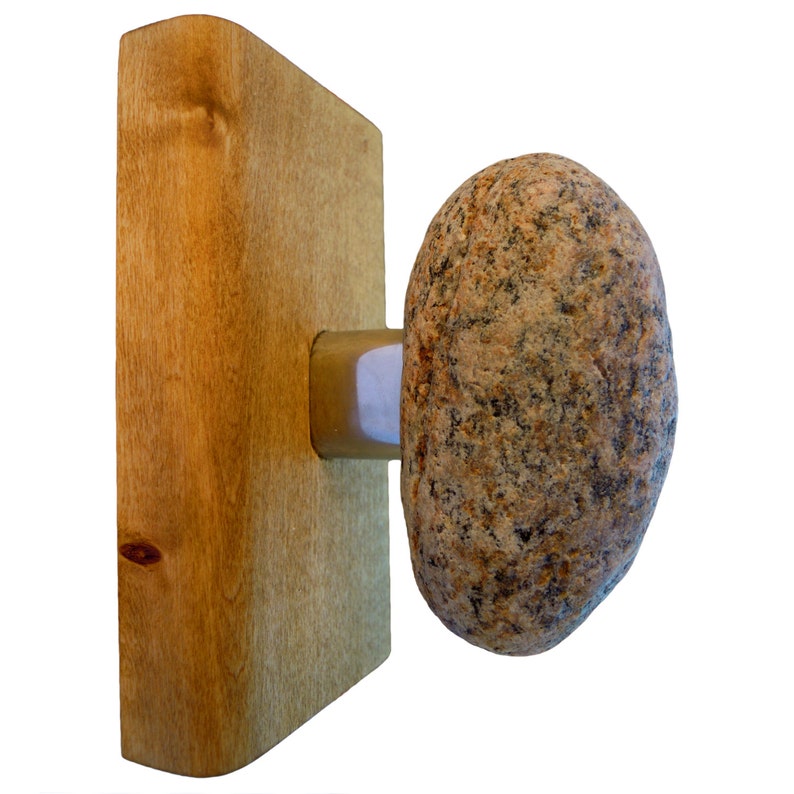 Hook hanger Coat Rack with natural Sea STONES Hardwood Etsy