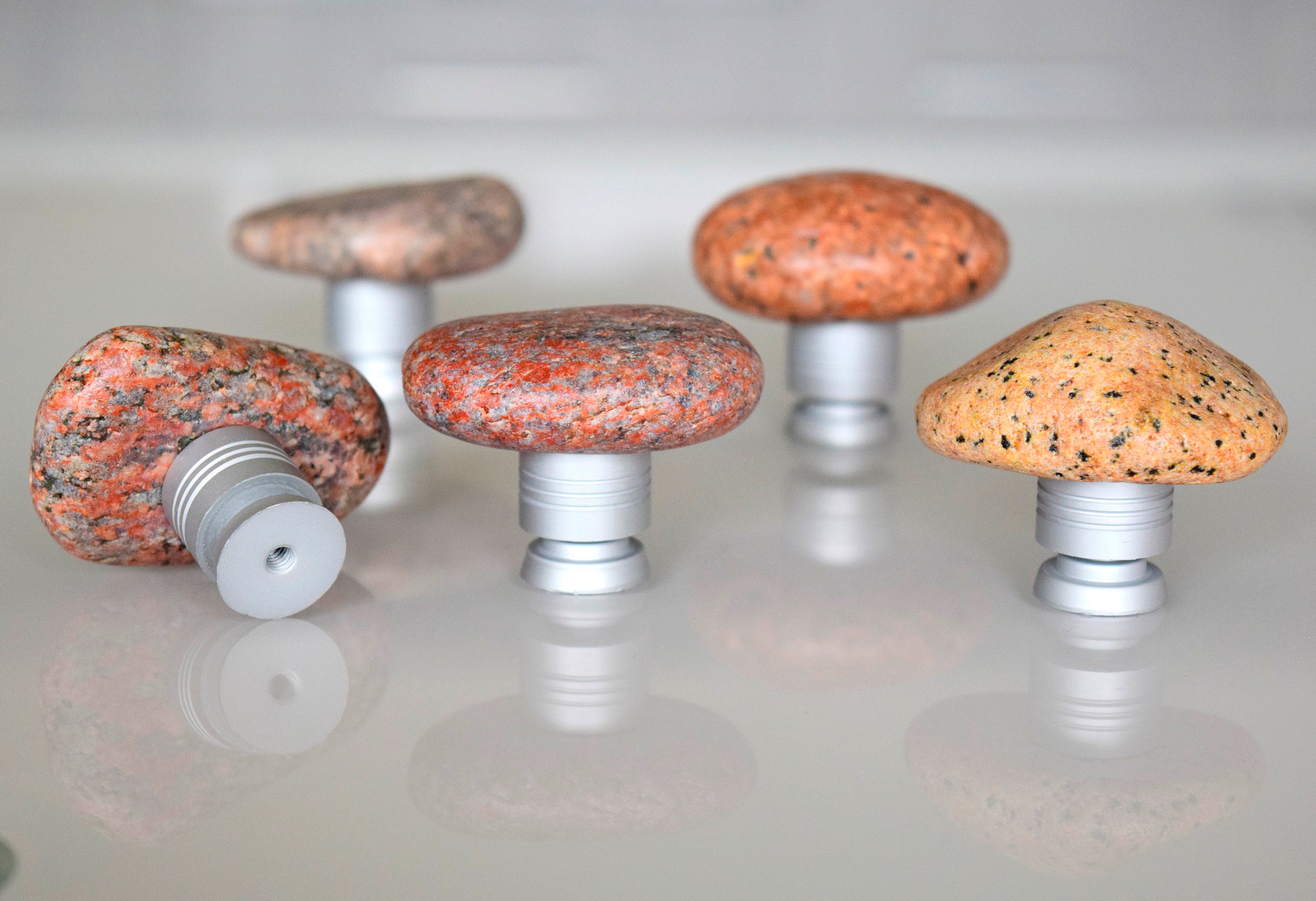 Stone Drawer handle Rock knobs Beach Stone Kitchen Etsy