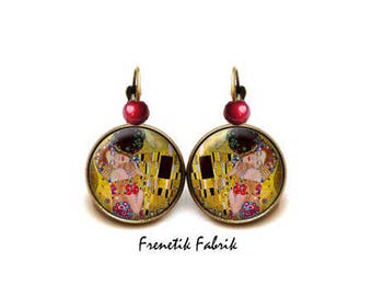 Gustav Klimt Earrings - The Kiss - Vintage Retro Painter Jewelry