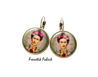 Boules d'Oreilles Frida, bijoux femme, cadeau, peintre, rose