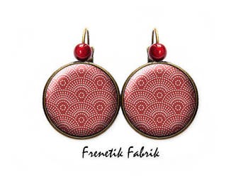 Boucles d'Oreilles - Motif Japonais Rouge et Blanc #7 - Bijoux Tendance Japanese Pattern