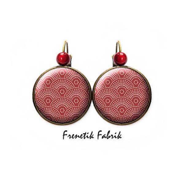 Boucles d'Oreilles - Motif Japonais Rouge et Blanc #7 - Bijoux Tendance Japanese Pattern