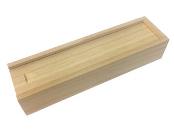 Plain Sliding Lid Wooden Rectangular Pencil Box Case - use Plain, Decorate or Varnish - WBM0007