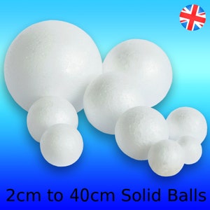 Pack of 5 SOLID POLYSTYRENE BALLS (pick from 2cm to 25cm) for Craft Christmas Decoration Sweet Trees