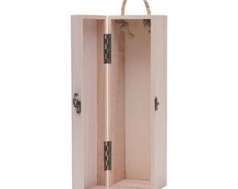 Plain Wooden Hinged Wine & Champagne Box with Rope