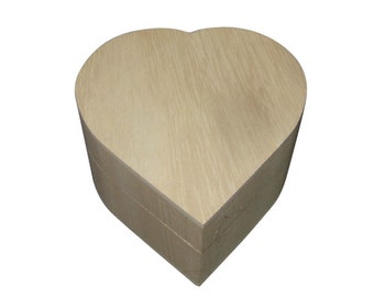 11cm Plain Wooden Heart Trinket Box