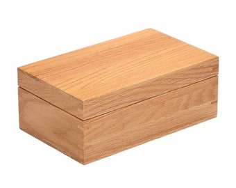 21cm Rectangular Solid Oak Box with Lift-off Lid