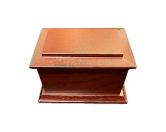13cm Mahogany Stained Solid Ash Wooden Urn / Casket - XS