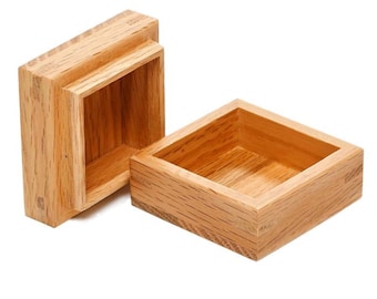 6cm Square Solid Oak Box with Lift-off Lid