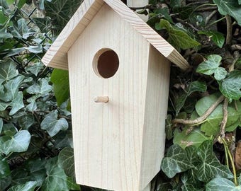 Wooden Bird House or Nesting Box with Perch