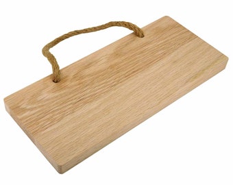 Deluxe Solid Oak Rectangular Plaque/Sign with Double Hessian Rope