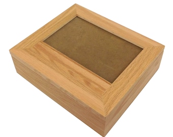 6x4" Photo Deluxe Solid Oak Jewellery Box with Photo Frame Top