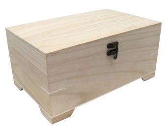 Plain Wooden Box for Keepsakes Memory Gift Jewellery or Sewing Storage - with Removable Tray - Craft / Decoupage Blank