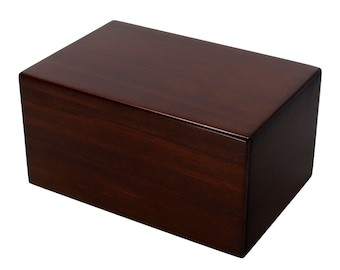 19cm Teak Stain Rectangular Wooden Urn / Casket #03 (Medium)