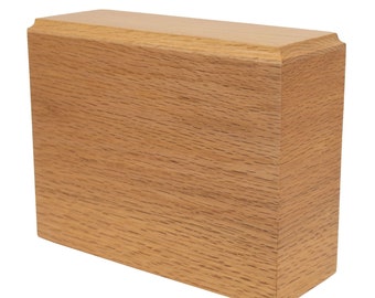 20cm Sleek Modern Solid Oak Vertical Urn / Casket (Small)
