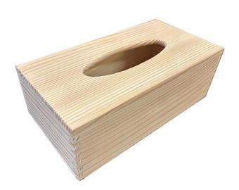 Luxury Solid Pine Wooden RECTANGULAR Tissue Box with Oval Slot