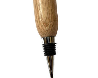 Varnished Solid Oak Wood BOTTLE / BARREL Shaped Wine Bottle Stopper