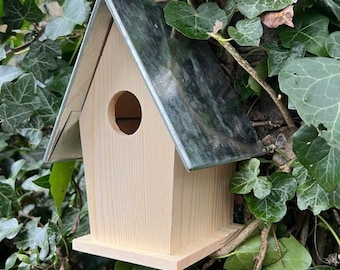 Wooden Bird House or Nesting Box with Zinc Metal Roof (Rust-proof)