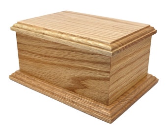 22cm Deluxe Solid Oak Wood Rectangular Urn / Casket