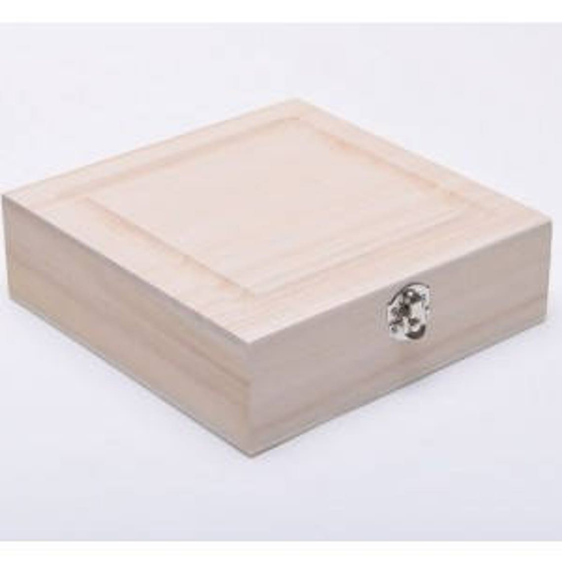 20cm Square Wooden Box With Groove Detail on Lid WBM1616 Etsy