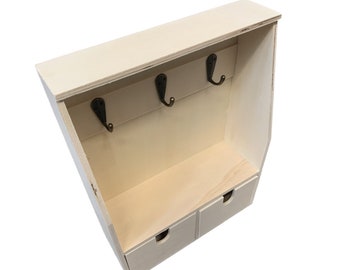 Plywood Storage Cabinet for Keys, Coins, Jewellery & Trinkets - with 2 Drawers