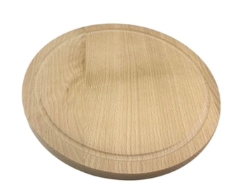 25cm Solid Beech Wood Round Chopping Board or Plinth with Groove