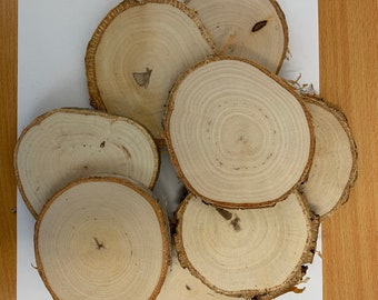 Lot de 100 bûches rondes et sous-verres en bois sablés