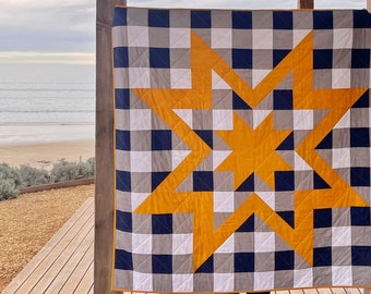 Gingham Star Quilt {PDF quilt pattern}
