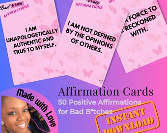 Baddie Affirmationskarten Bold Empowerment für Bad B ** ches entfesseln Vertrauen Digital Printable