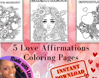 Selbstliebe Affirmation Printable Malvorlagen Positive Zitate für Achtsamkeit Entspannung Erwachsene Stress Relief Color Sheets