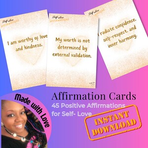Fomente el amor propio Tarjetas de afirmación positiva imprimibles digitales para la confianza interior Amándose a sí mismo Positividad consciente