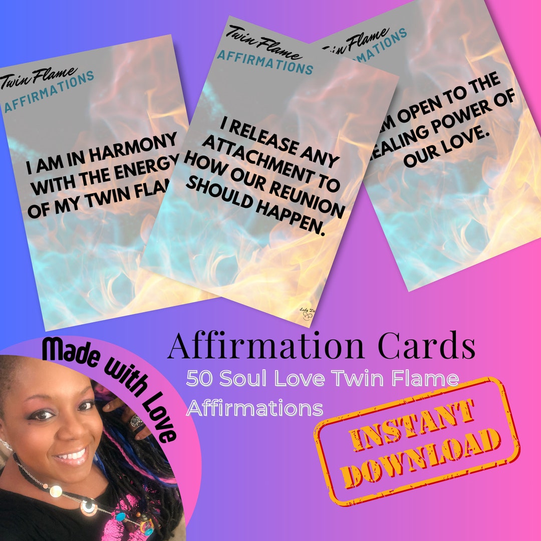 Twin Flame Soulmate Affirmations Cards Divine Messages Self-love Soul ...