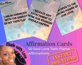 Twin Flame Soulmate Affirmations Karten Göttliche Botschaften Selbstliebe Seele Reise Positives Kartenspiel