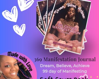 AUTOR SIGNIERT | Dream, Believe, Achieve 369 Manifestation Journal | Set von 2 digitalen Affirmationskarten für das Gesetz der Anziehungskraft