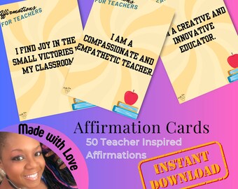 Lehrer Motivation Affirmationen Karten Inspirierende Lehrer Empowering Mindset Printable Card Deck Lehrer Geschenk