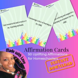 Cartões de afirmações de motivação dos pais, cartas inspiradoras e capacitadoras para impressão, baralho de cartas para professor, presente