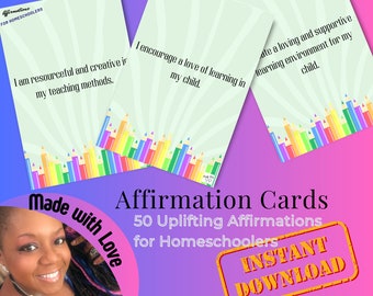 Homeschooling Eltern Motivation Affirmationen Karten Inspirierende Empowering Mindset Printable Card Deck Homeschool Lehrer Geschenk